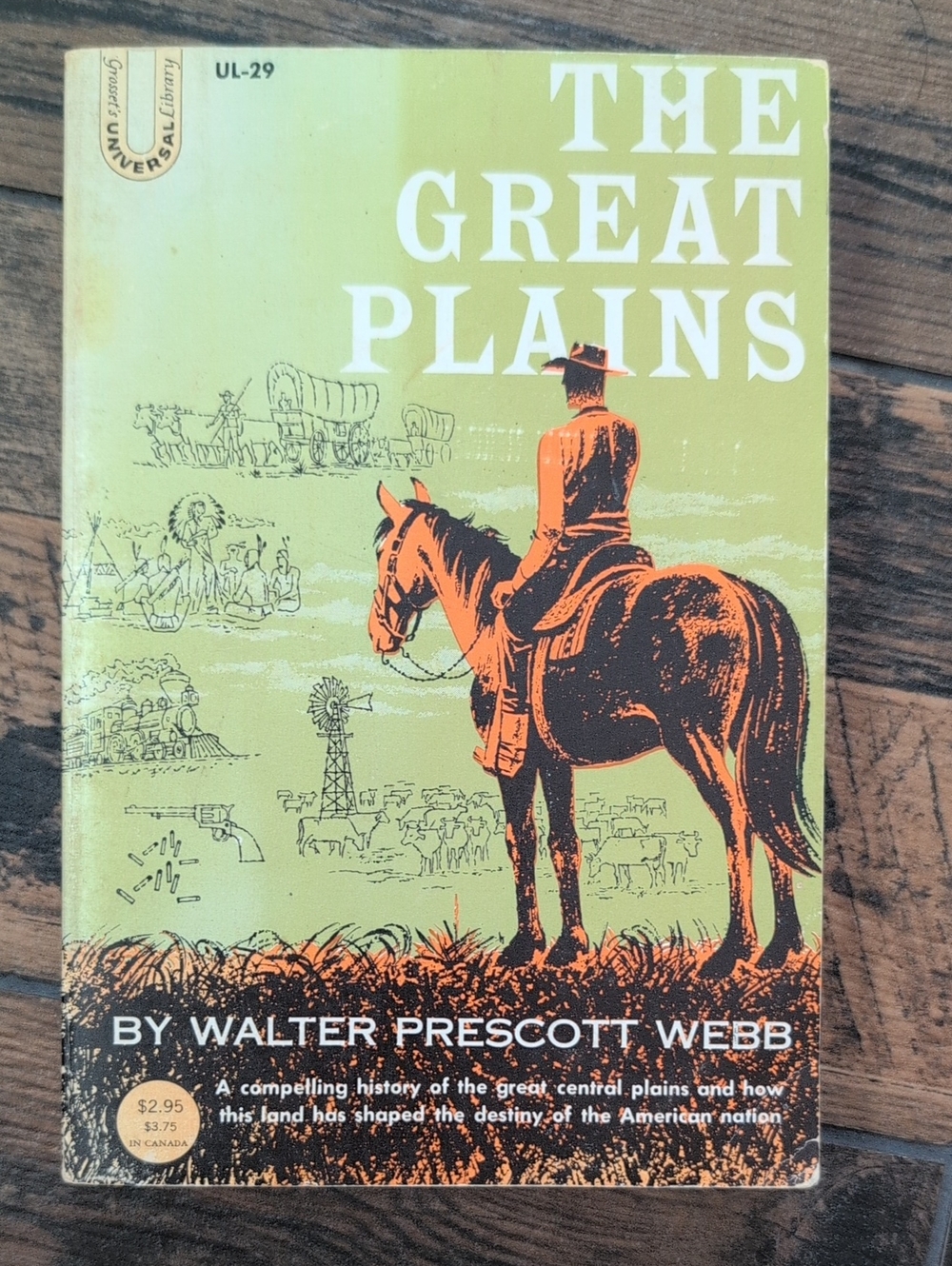 Rare 1931 The Great Plains by Walter Prescott Webb Vintage Cowboy Art Cover